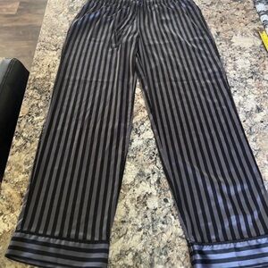 Victoria's Secret Black and Gray Satin Striped Pants